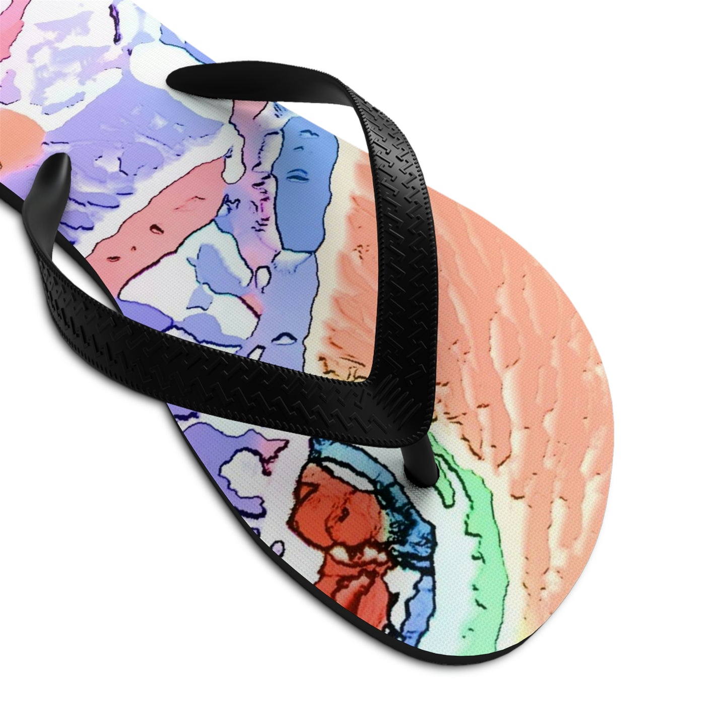 Unisex Flip-Flops ... "Seattle's World Fair" ... Below Space Needle 'Looking Up' ... On A Very Rainy Morning (Father's Family Photo). ... Original ...