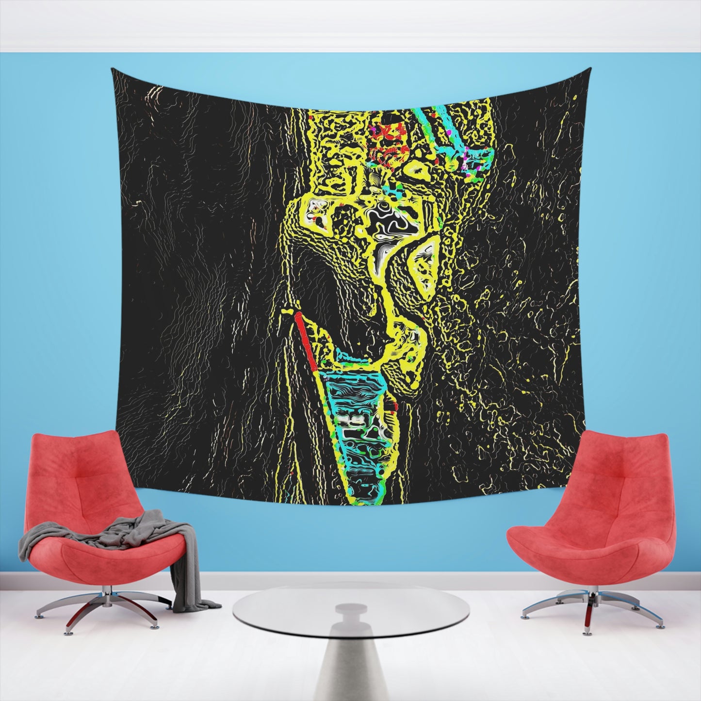 Printed Wall Tapestry ... "Snow Vehicle In Snow Storm At-Rest" ... Circa 12Mar23 ... Central Idaho ... 18-Hours Rendering Time: Original Works ...