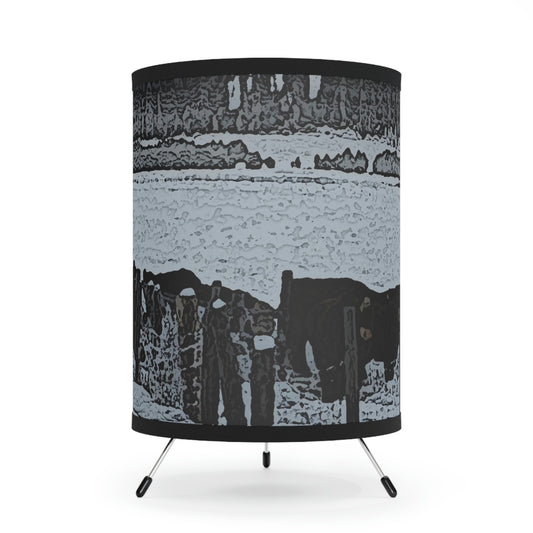 Tripod Lamp with High-Res Printed Shade, US\CA plug ... A Quiet Morning ... "Along The Red River & Nature Preserve Plateau" ... Jan23 ... Original Works ...