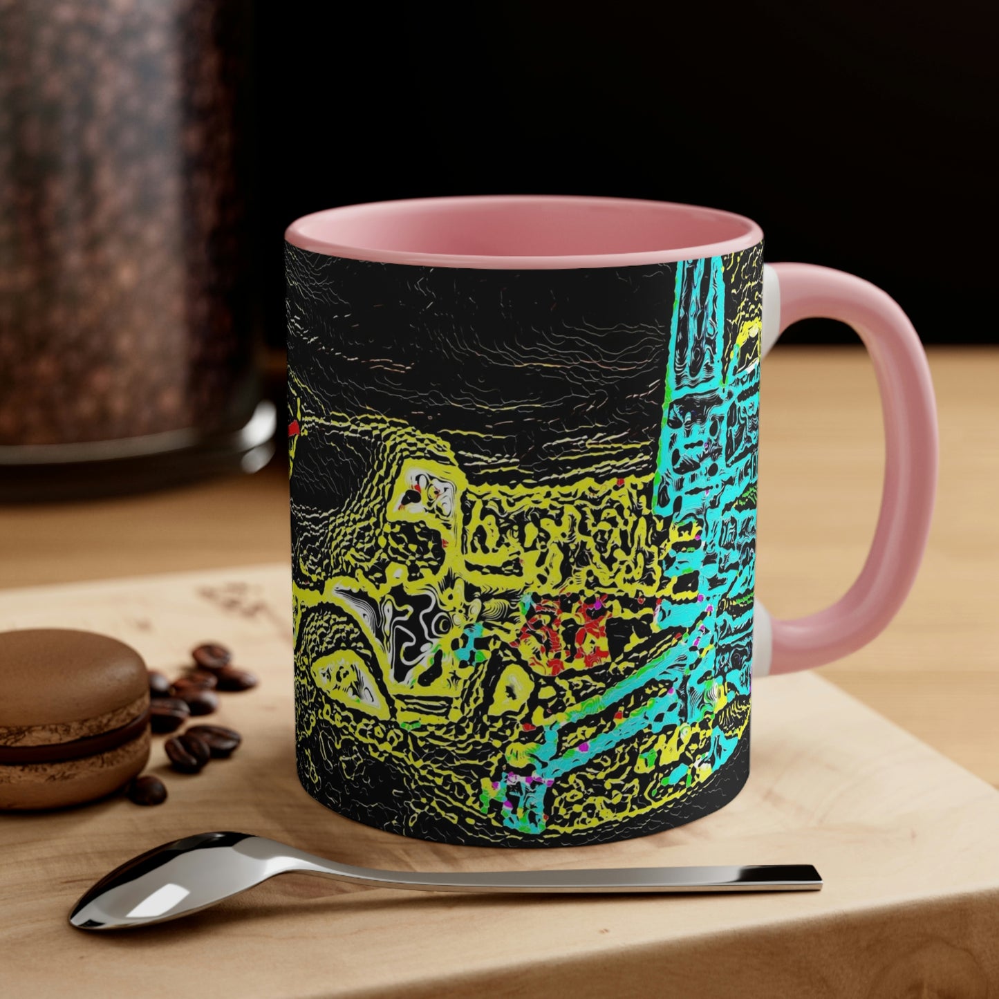 Accent Coffee Mug, 11oz ... "Snow Vehicle In Snow Storm At-Rest" ... Circa 12Mar23 ... Central Idaho ... 18-Hours Rendering Time: Original Works ...