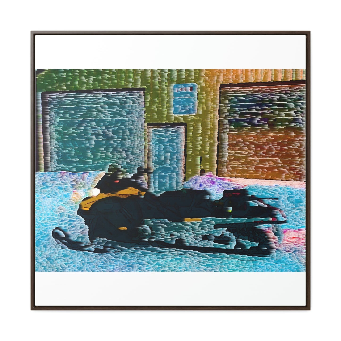 Gallery Canvas Wraps, Square Frame ... Snowmobile & Impressionalism ... 'Collecting Mail & Packages' .... Dixie, Idaho, USA ... Original Works: 10 Hours Rendering Time ...