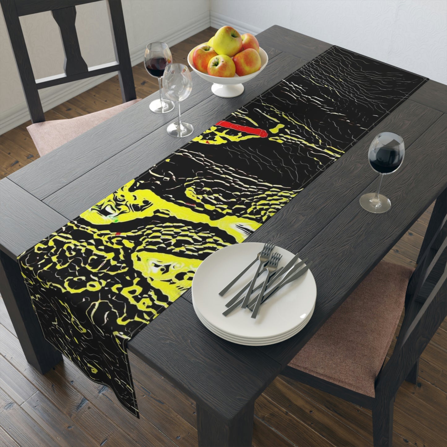 Table Runner (Cotton, Poly) ... "Snow Vehicle In Snow Storm At-Rest" ... Circa 12Mar23 ... Central Idaho ... 18-Hours Rendering Time: Original Works ...