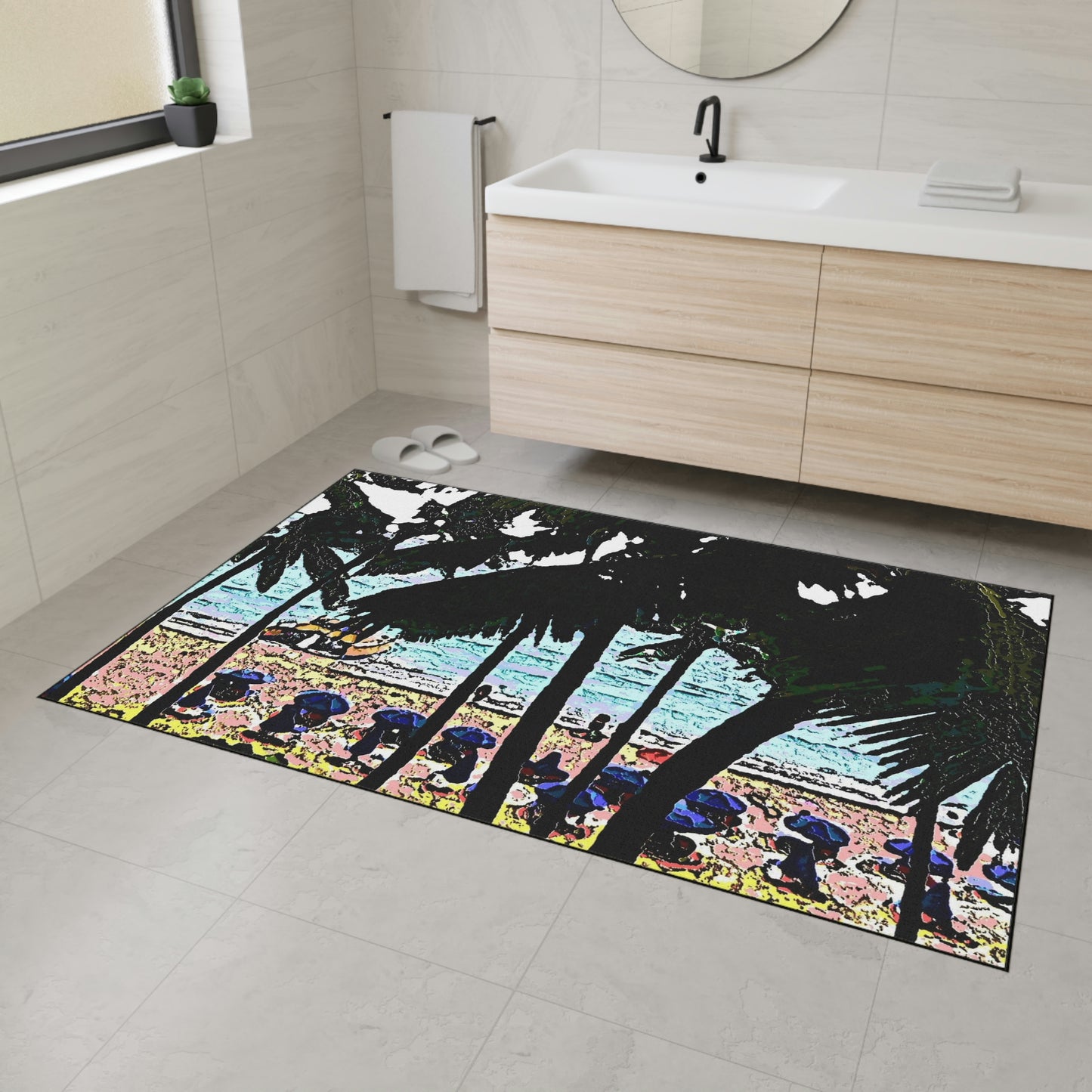 Heavy Duty Floor Mat ... "A Beautiful Beach Amongst The Palms" ... The Outrigger Waikiki, Honolulu, Oahu ... Original Works ...