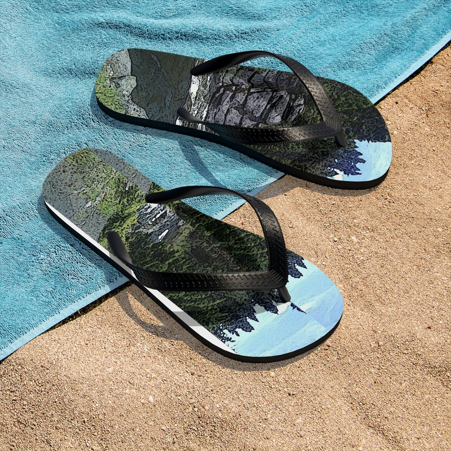 Unisex Flip-Flops ..."I Am Innocent" ... Tricky-Dick Immortalized ... Nixon Rock: Along The River ... Central Idaho, Summer 2020 ... Original Works ...