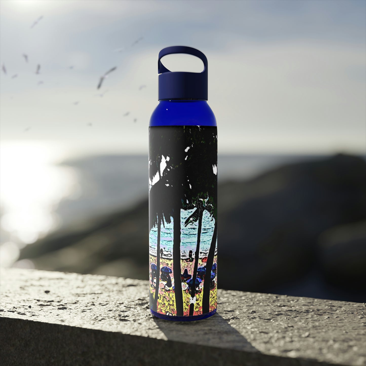 Sky Water Bottle ... "A Beautiful Beach Amongst The Palms" ... The Outrigger Waikiki, Honolulu, Oahu ... Original Works ...