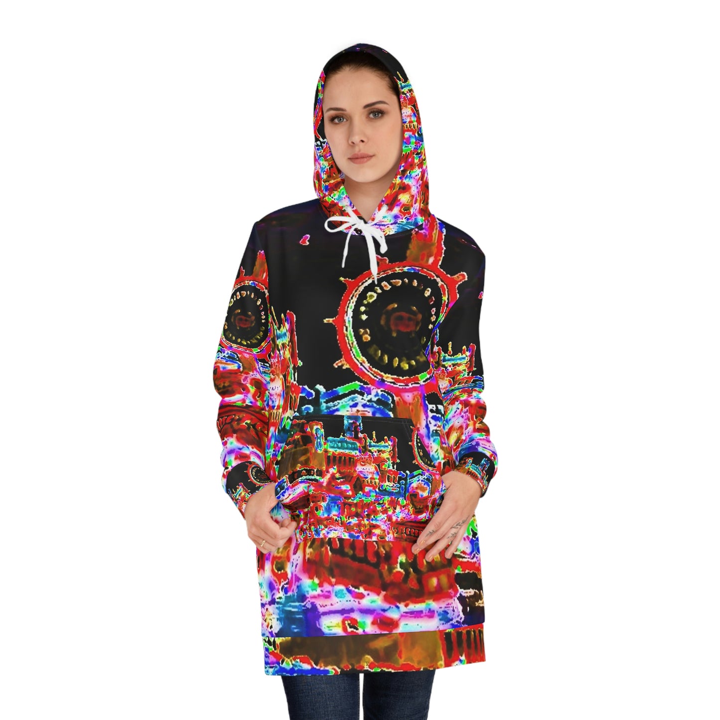 Women's Hoodie Dress (AOP) ... "No.9 Fishermen's Grotto - Fishermen's Wharf, SF, California" ... Family Archives: 1970's ... Original Works ...