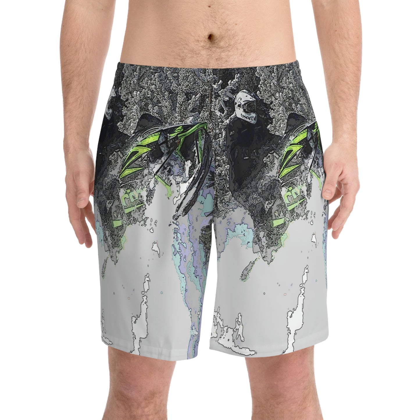 Men's Elastic Beach Shorts (AOP) ... Come Fly With The Professionals ... CIP-Airways ... 'Getting-Er-Done' ... Original Works ... December 2022 ...