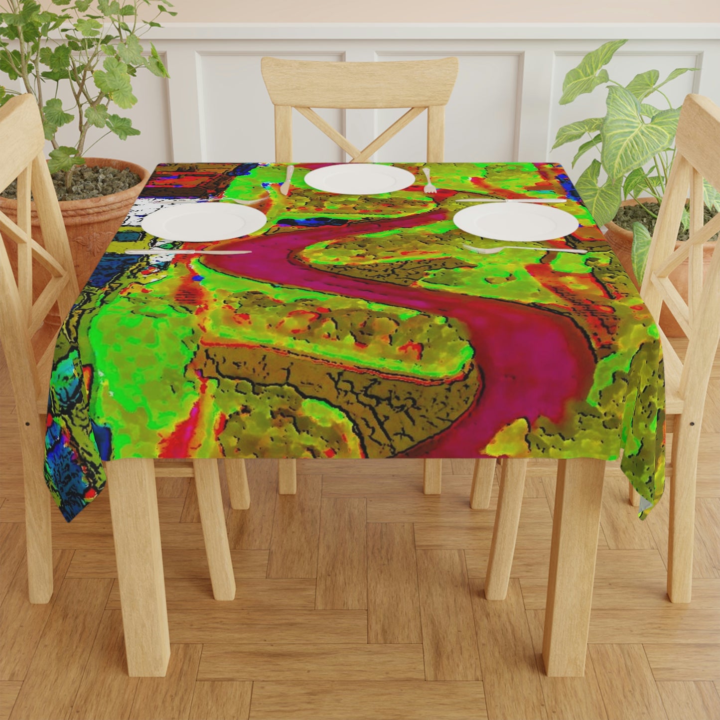 Tablecloth ... A Crazy Street ... 'Eight Winding Curve-Switchbacks' ... "Lombard Street, San Francisco, CA' ... Family Archives: 1970's ... Original Works ...