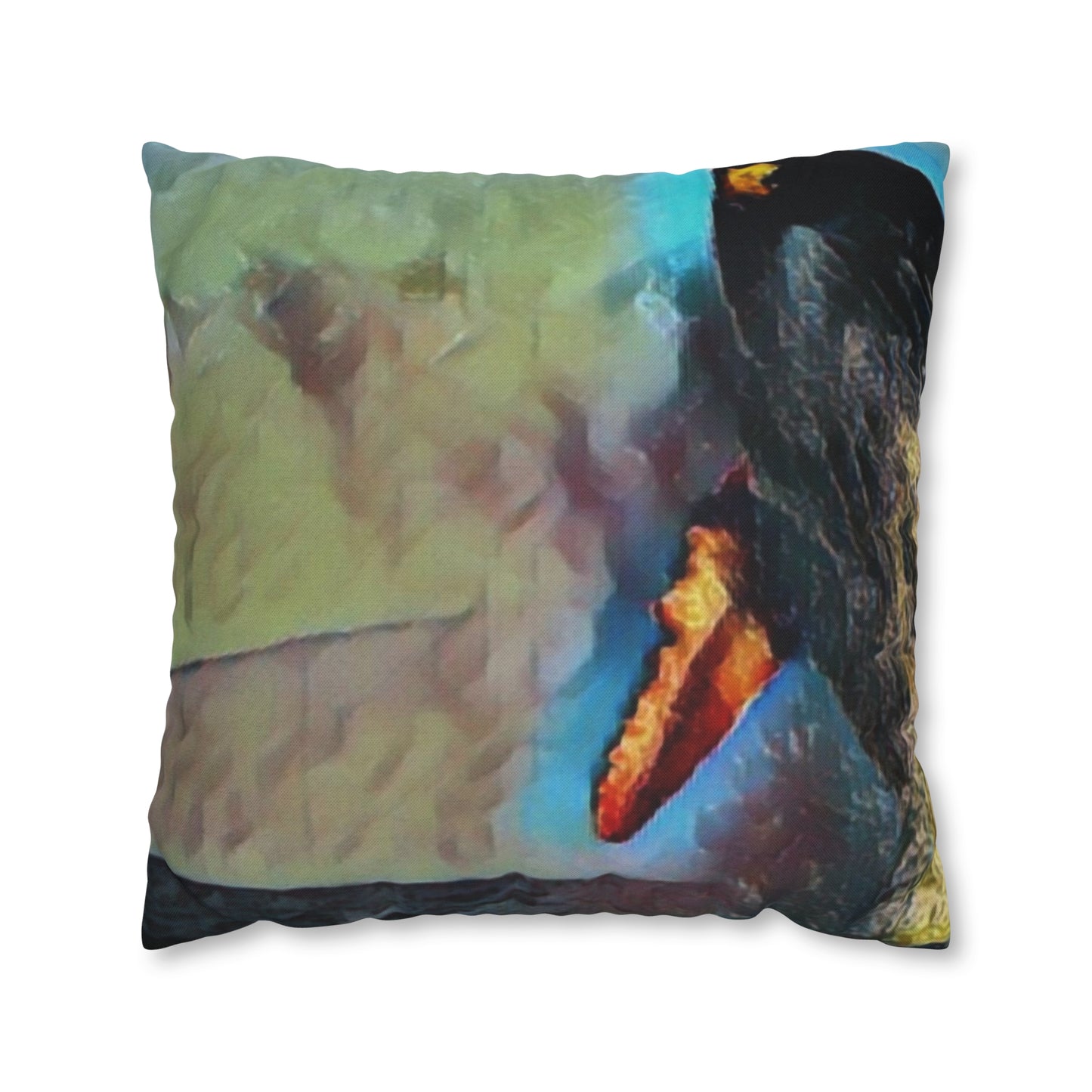 Spun Polyester Square Pillow Case ... An Extraordinary Humpback Breach ... 'With Explosive Energy' ... Family Archives (KPH) ... Circa: 21st Century. Maui, HI ... Original Works ...