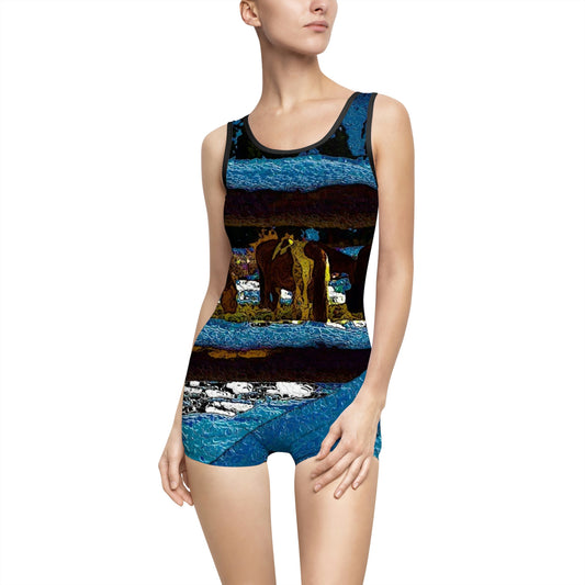 Women's Vintage Swimsuit ...  A Horse ... A Saddle ...  Foraging Through The Snow ...  An_Asses 'Cry' ... Central Idaho, November 2022 ...  Original Works ..