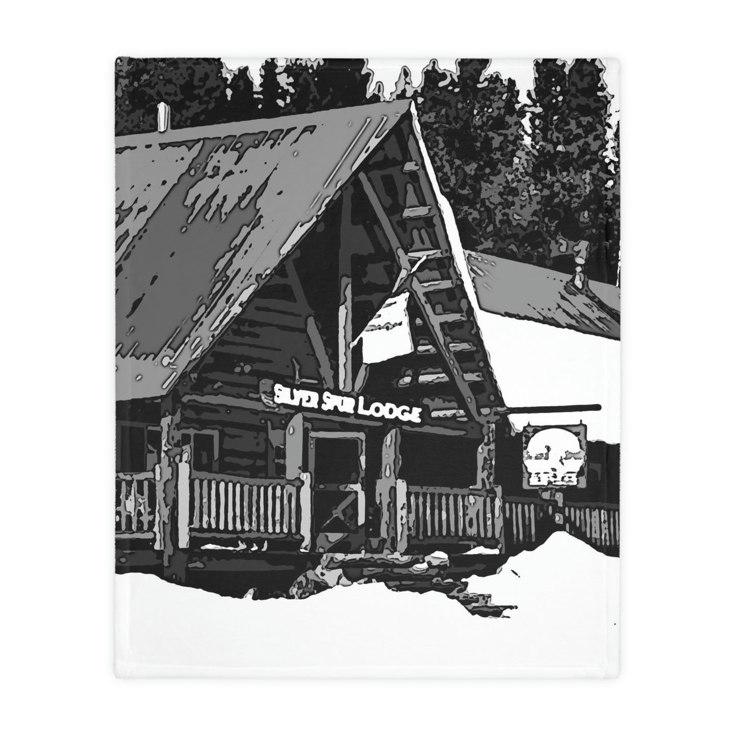 Velveteen Minky Blanket (Two-sided print) ... A Beautiful Lodge & Back-Country Outfitter In A Mountain Town ... 'Dixie, Idaho, November 2022' ... Original Works ...