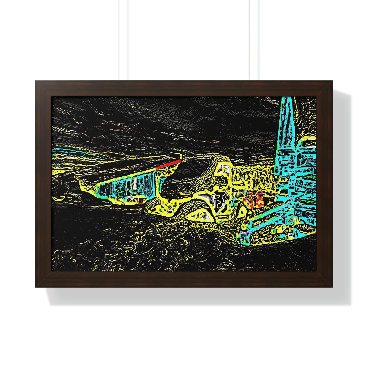 Framed Horizontal Poster ... "Snow Vehicle In Snow Storm At-Rest" ... Circa 12Mar23 ... Central Idaho ... 18-Hours Rendering Time: Original Works ...