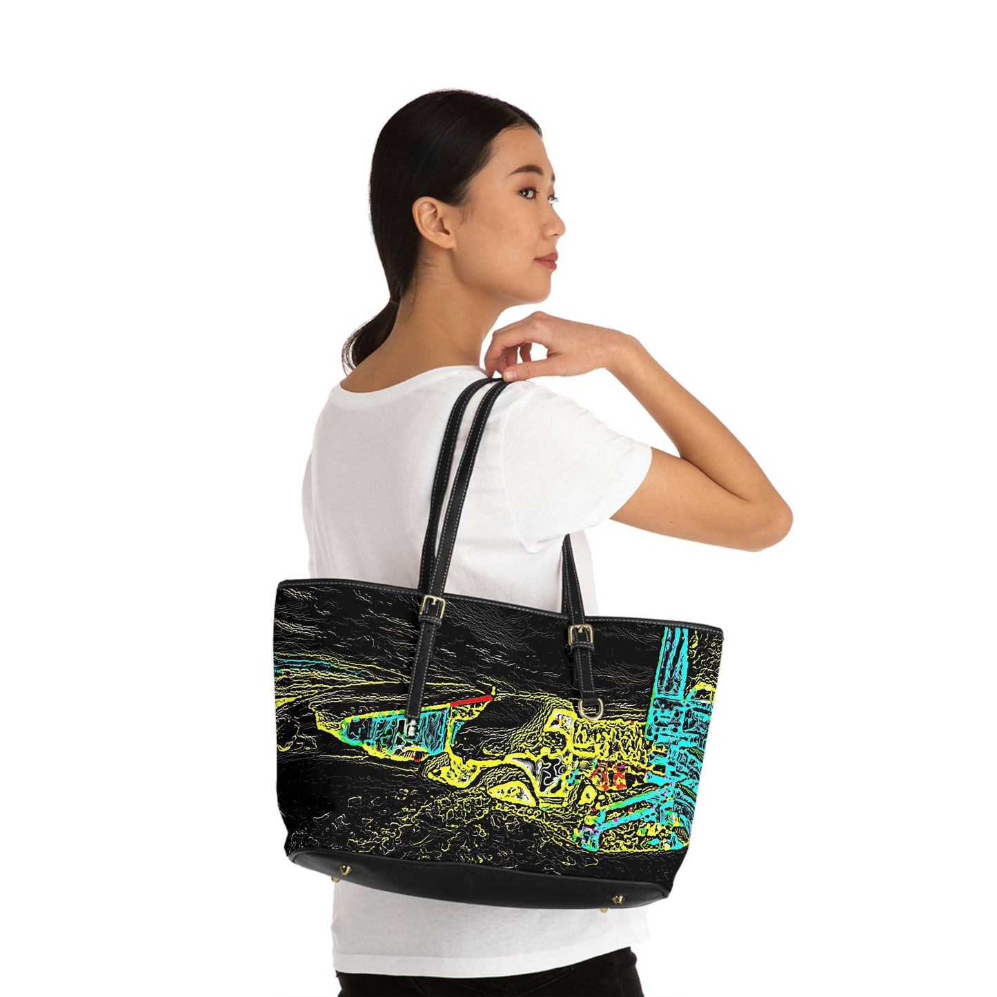 PU Leather Shoulder Bag ... "Snow Vehicle In Snow Storm At-Rest" ... Circa 12Mar23 ... Central Idaho ... 18-Hours Rendering Time: Original Works ...