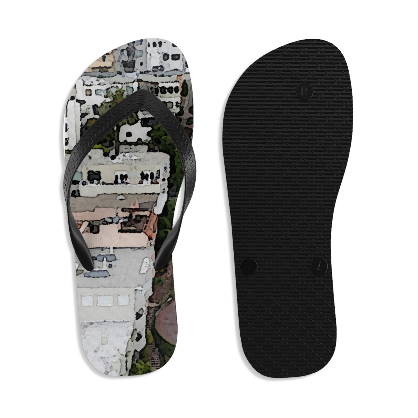 Unisex Flip-Flops ... A Crazy Street ... 'Eight Winding Curve-Switchbacks' ... "Lombard Street, San Francisco, CA' ... Family Archives: 1970's ... Original Works ...