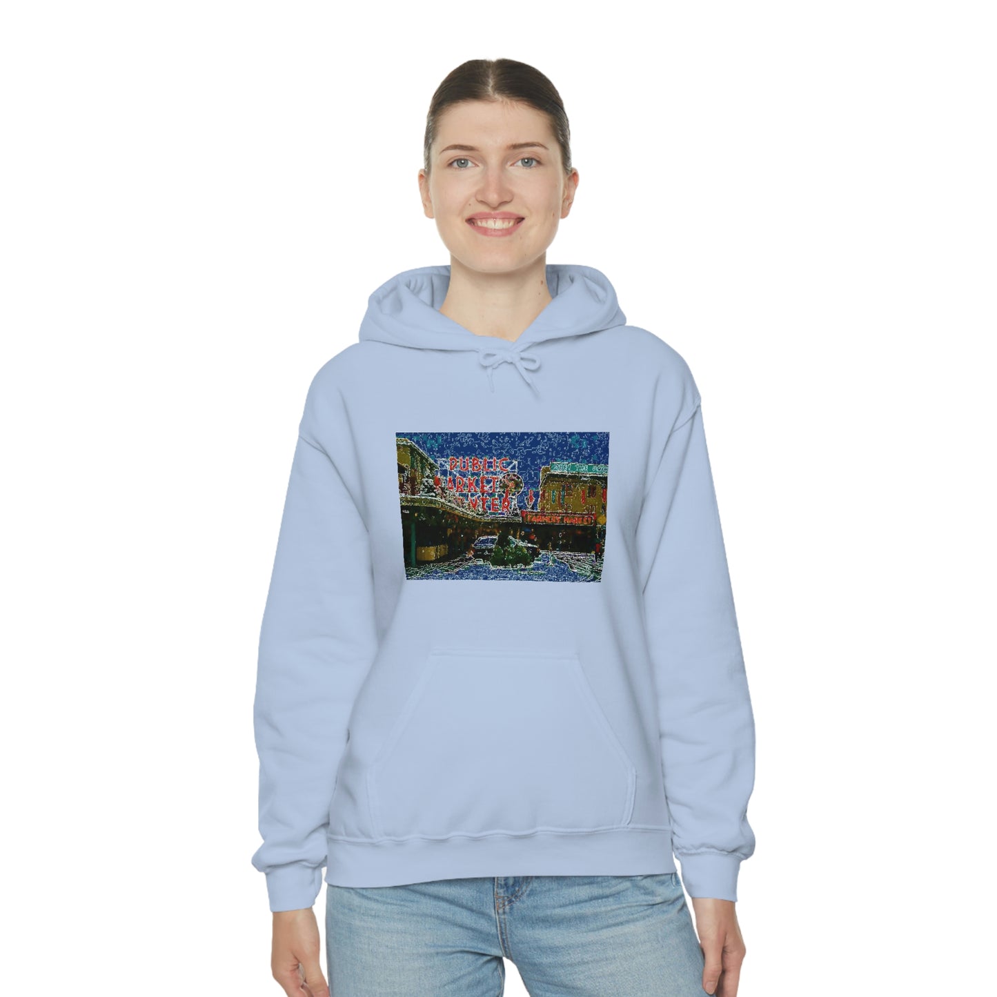 Unisex Heavy Blend™ Hooded Sweatshirt ... Pike Place Market: 'The Public Market', Seattle, Washington. Circa Fall 2013 ...