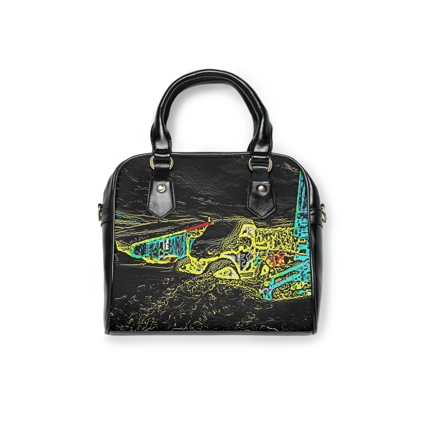 Shoulder Handbag ...  "Snow Vehicle In Snow Storm At-Rest" ... Circa 12Mar23 ... Central Idaho ... 18-Hours Rendering Time: Original Works ...