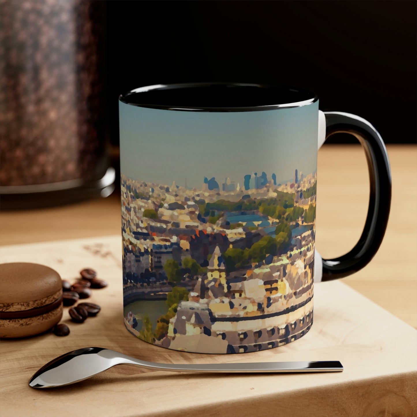 Accent Coffee Mug, 11oz ... Au Paris ... "Along The River Seine" ... Barbara Joan Bonnell-Holt: 1972 ... Original Works ...