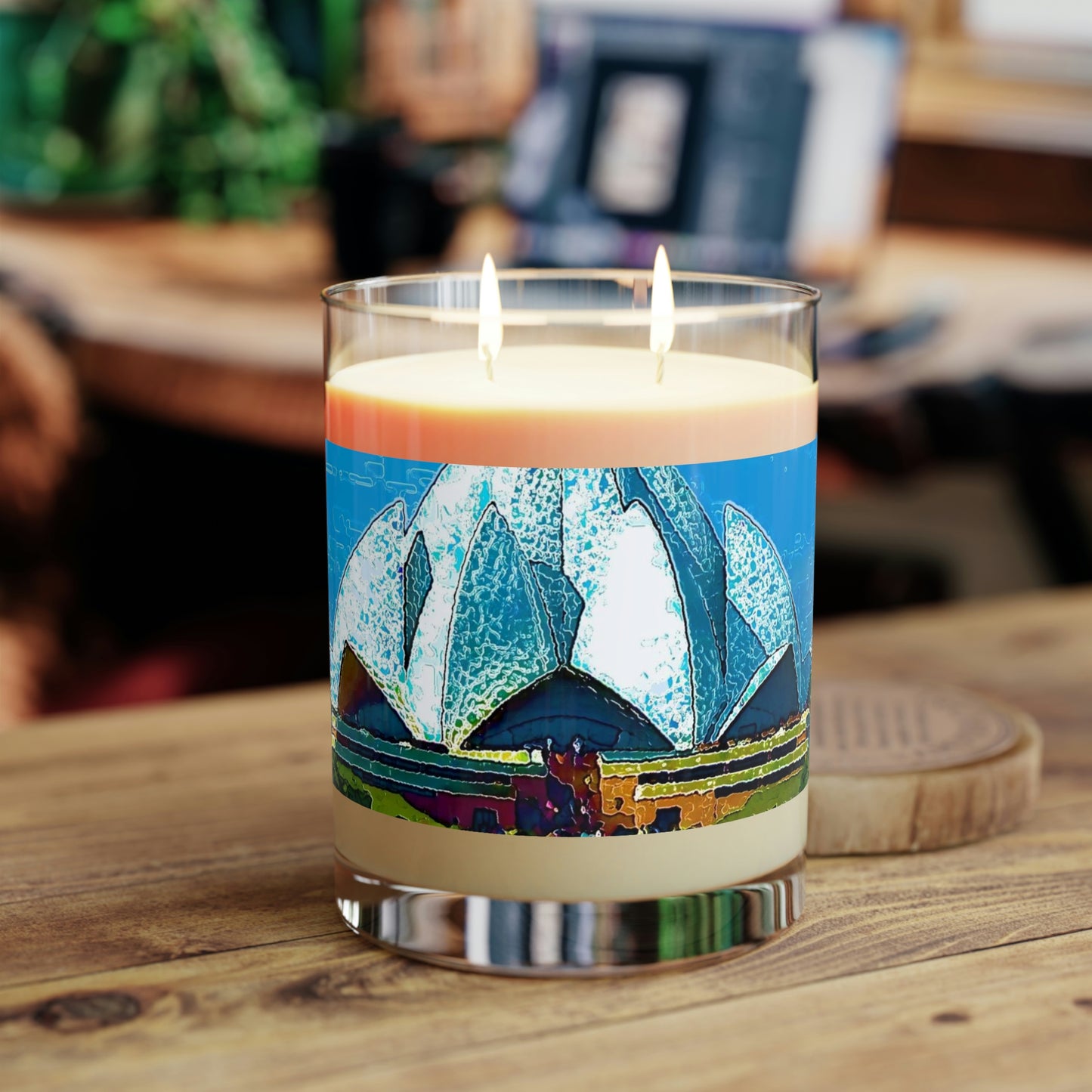 Scented Candle - Full Glass, 11oz ... 'Bahai'i House-Of-Worship' ... "Lotus Temple: Delhi, India, 2008" ... Original Works ...