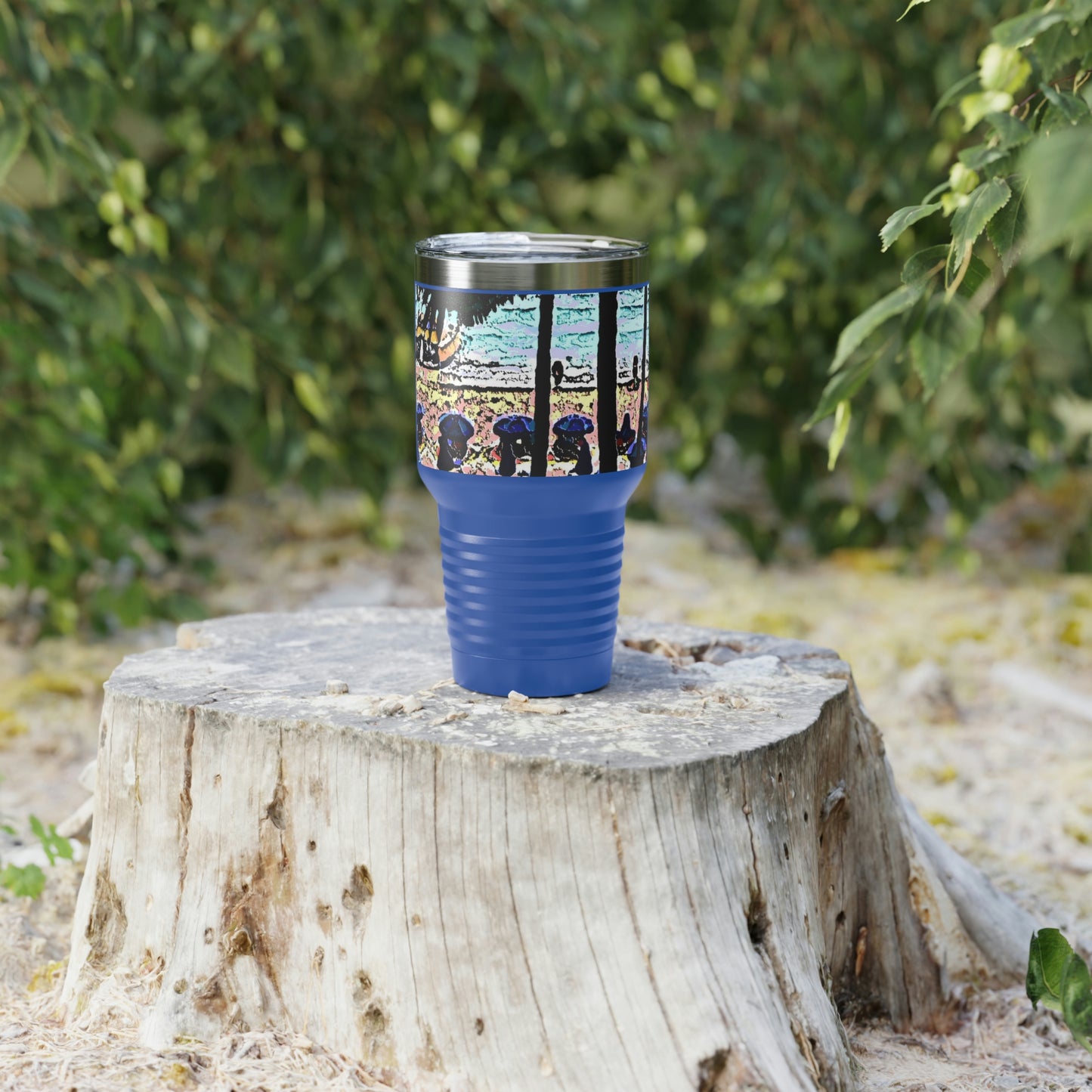 Ringneck Tumbler, 30oz ... "A Beautiful Beach Amongst The Palms" ... The Outrigger Waikiki, Honolulu, Oahu ... Original Works ...