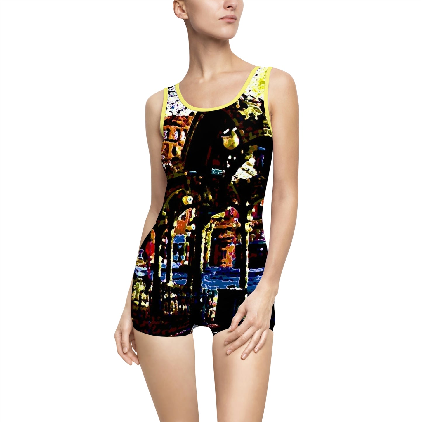 Women's Vintage Swimsuit ... A Very Fine Place To Meet ... To Catch The Bus ... 'To Find A Friend' .. Just-To-Hangout ... Dr FJHolt Base Photo ... Original Works ...