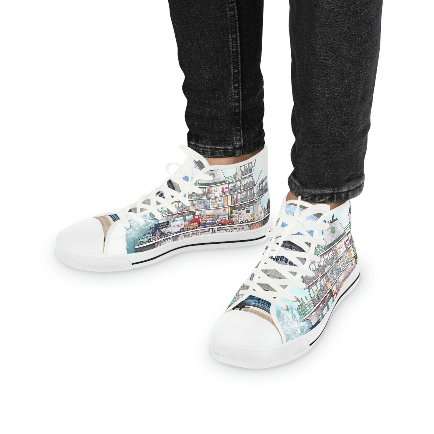 Men's High Top Sneakers ... WADOT ... Washington State Ferries ... 'And-A-Classic Of Old' ...