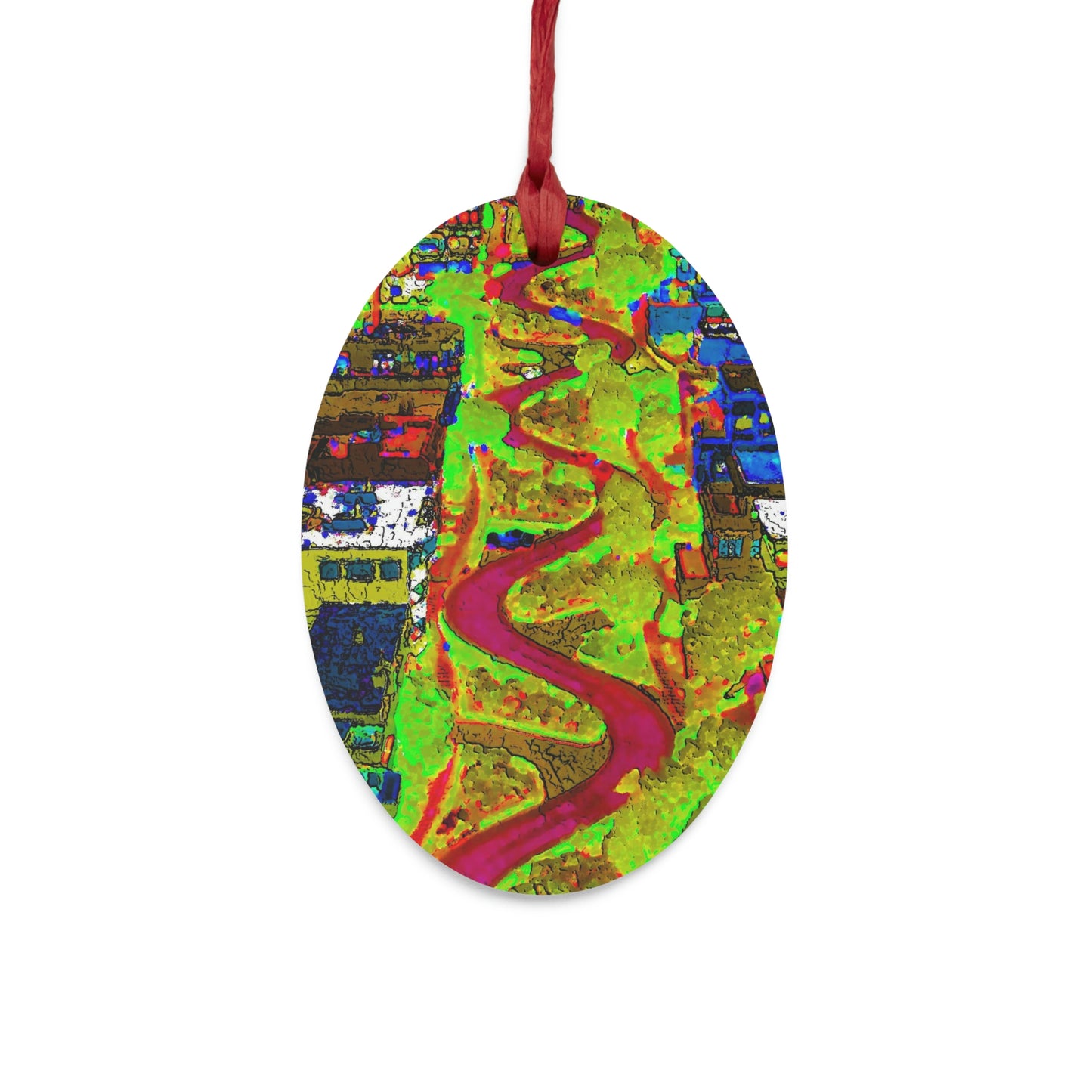 Wooden Ornaments ... A Crazy Street ... 'Eight Winding Curve-Switchbacks' ... "Lombard Street, San Francisco, CA' ... Family Archives: 1970's ... Original Works ...