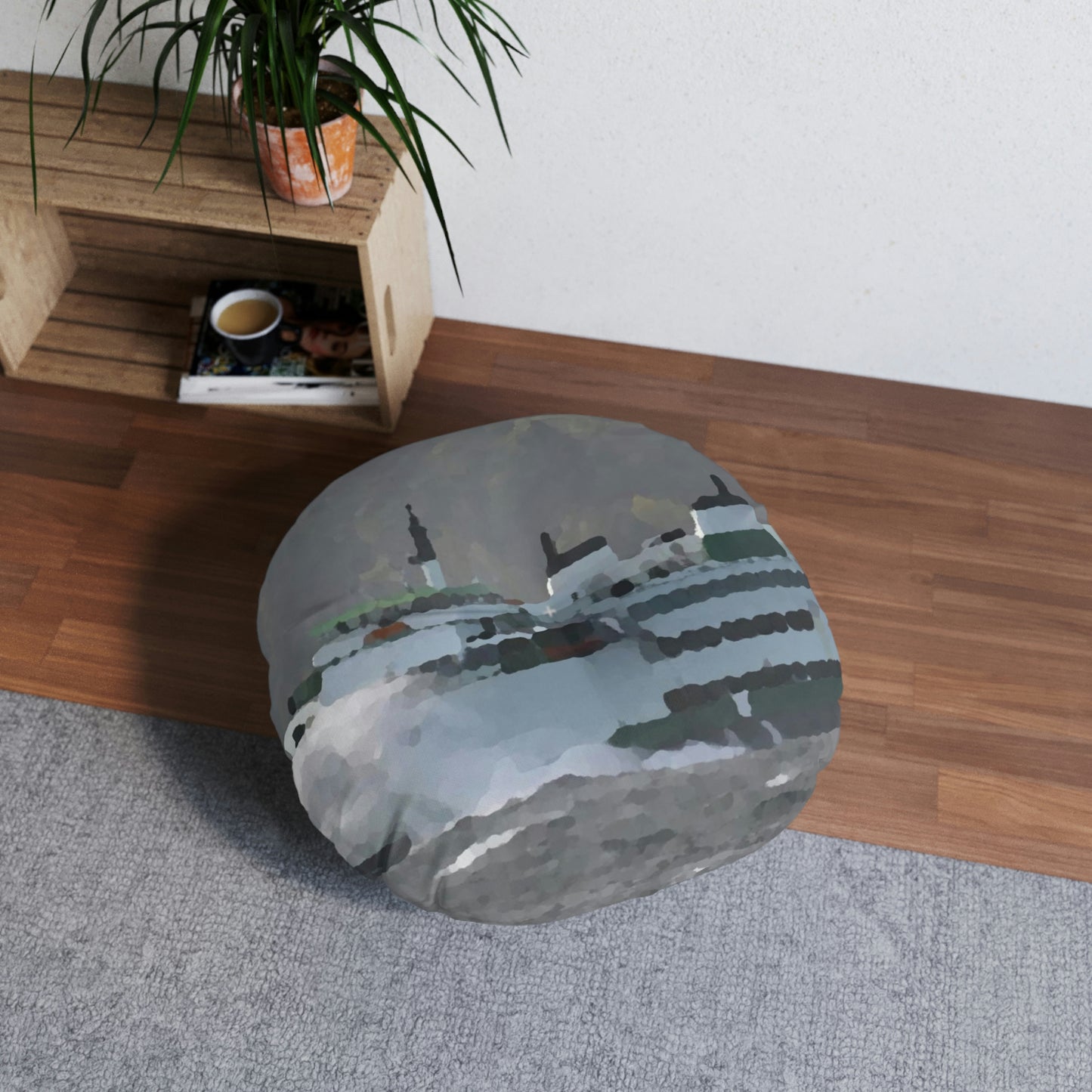Tufted Floor Pillow, Round ... WADOT Ferry Crossing ... "A Very Rough Day" ... Mulkiteo Route ... Family Archives ... Early 1990's' ... Original Works ...