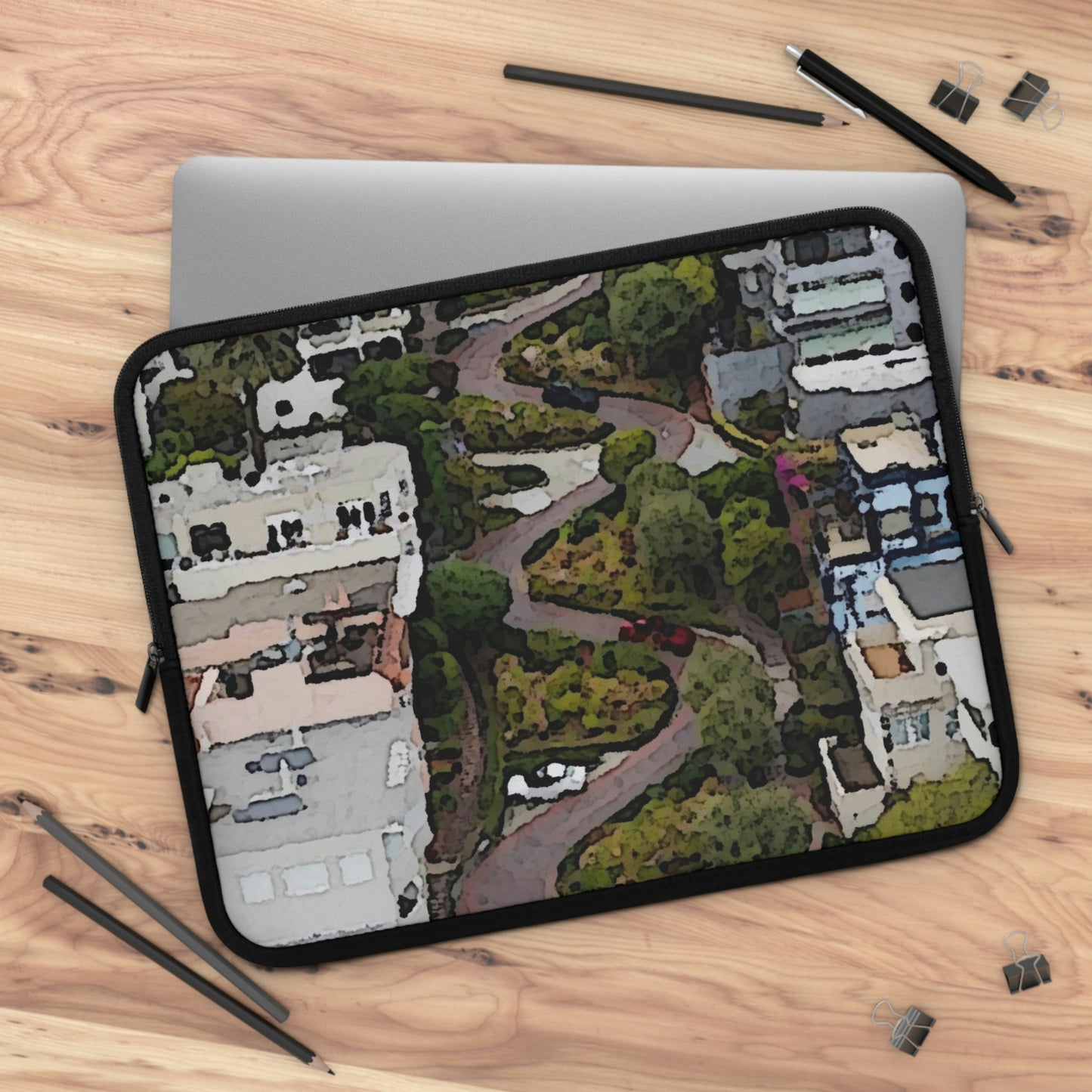 Laptop Sleeve ... A Crazy Street ... 'Eight Winding Curve-Switchbacks' ... "Lombard Street, San Francisco, CA' ... Family Archives: 1970's ... Original Works ...