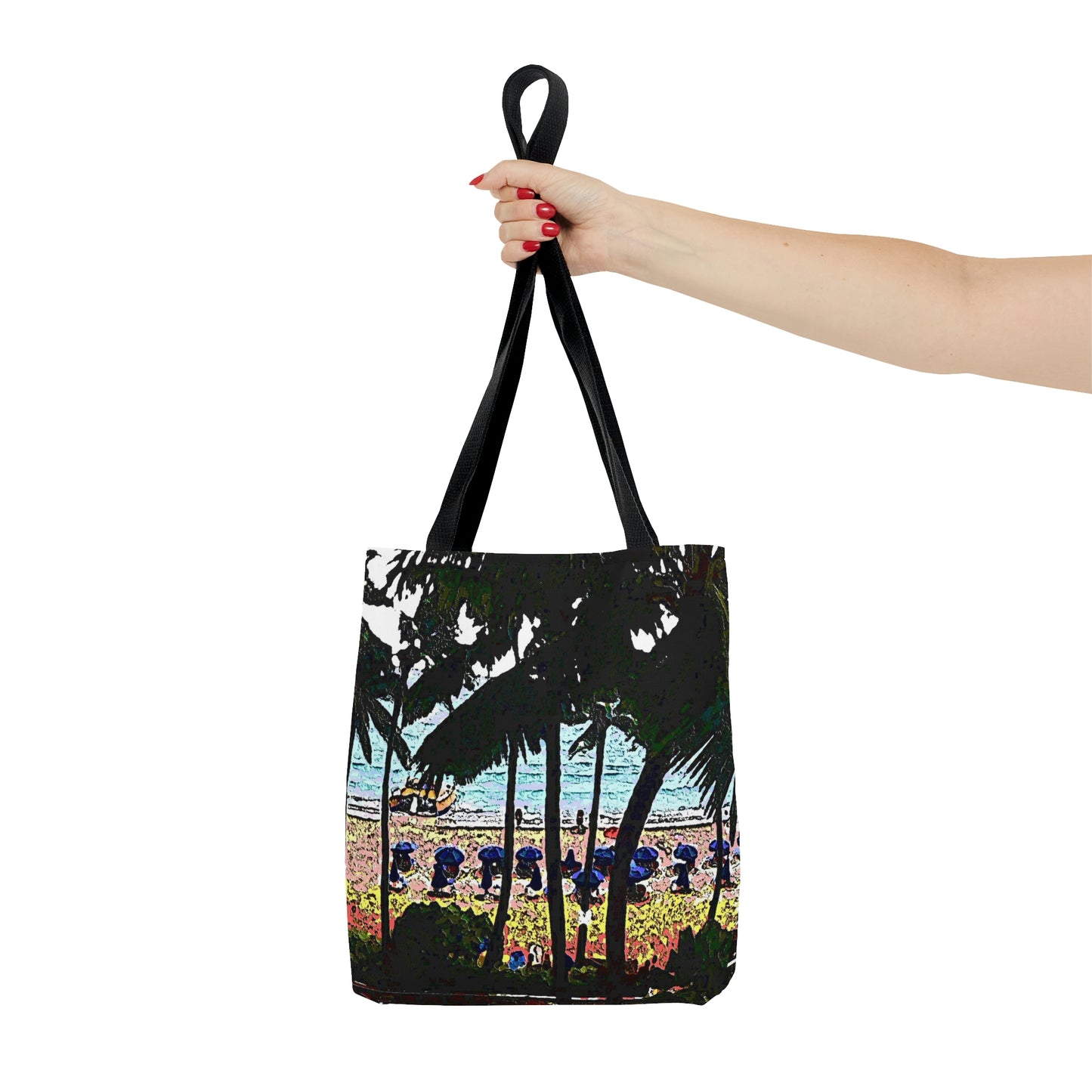 AOP Tote Bag ... "A Beautiful Beach Amongst The Palms" ... The Outrigger Waikiki, Honolulu, Oahu ... Original Works ...