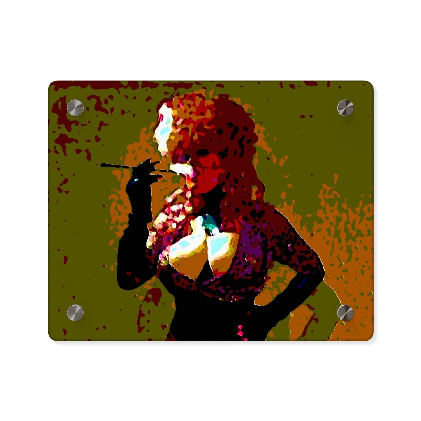Acrylic Wall Art Panels ...  A Colleague Overseas ... 'Enjoying A Fag' ... Original Works ... "April Fools 2023" ... Hot-Tranny-Smoke ...