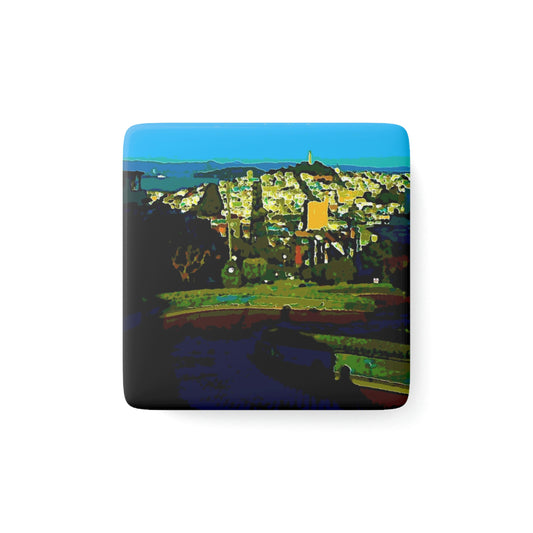 Porcelain Magnet, Square ... "Lombard Street San Francisco, CA, USA" ... Family Archives 1970's ... Original Works ...
