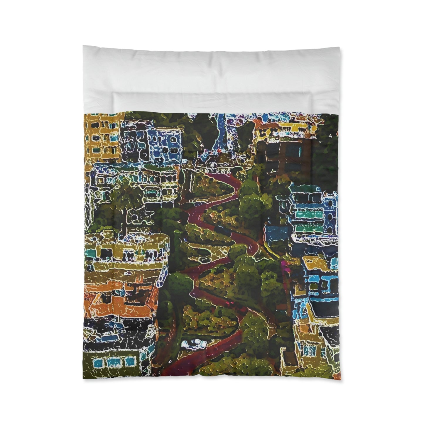 Comforter ... A Crazy Street ... 'Eight Winding Curve-Switchbacks' ... "Lombard Street, San Francisco, CA' ... Family Archives: 1970's ... Original Works ...