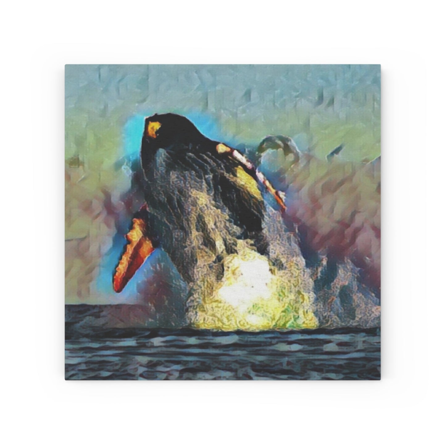 Wood Canvas ... An Extraordinary Humpback Breach ... 'With Explosive Energy' ... Family Archives (KPH) ... Circa: 21st Century. Maui, HI ... Original Works ...