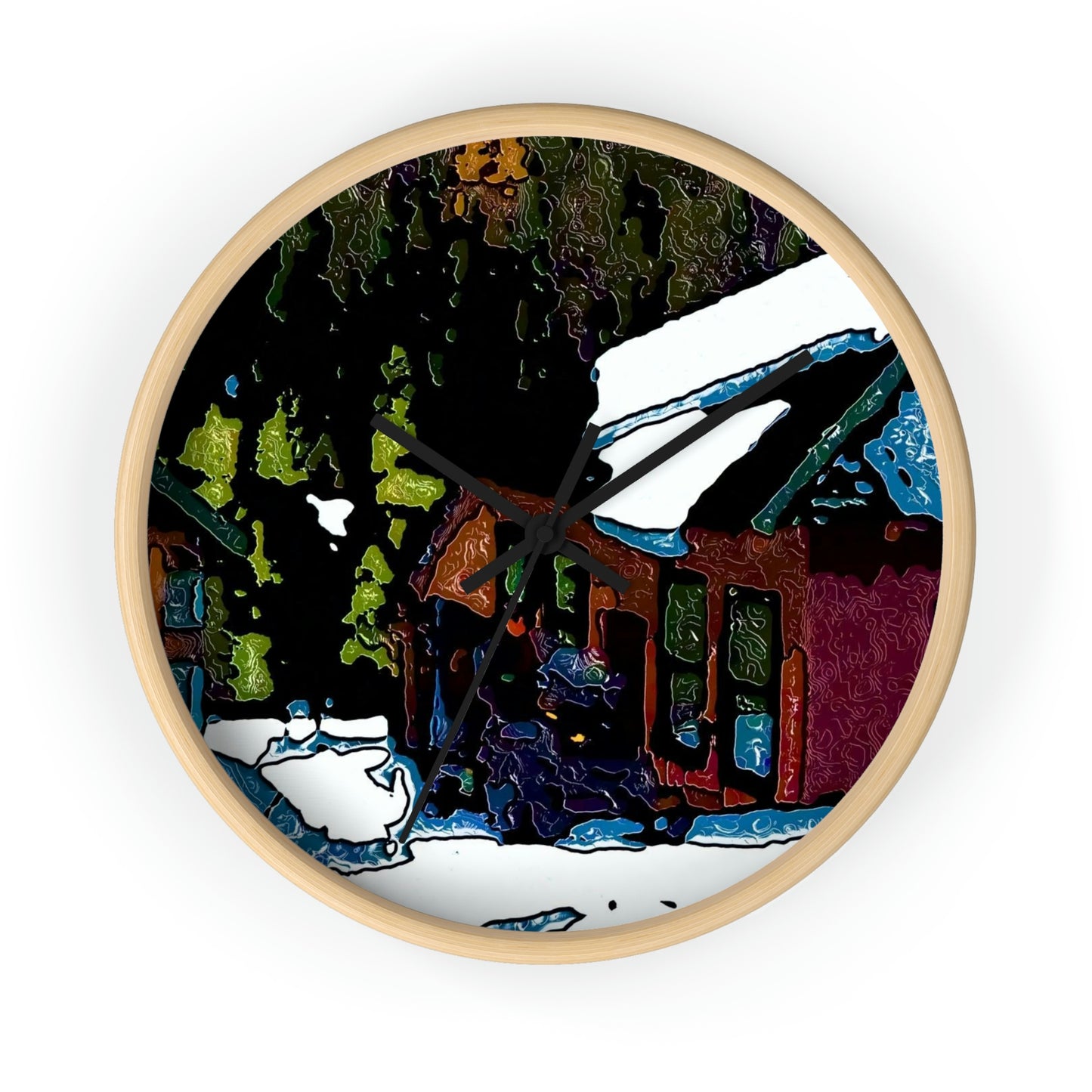 Wall clock ... "A Rider Passeth-Through-It" ... Colors Galore & A Bit Of Impressionism ... Original Works. Winter 2021. Central Idaho. Rendering Time: 12 Hours ...