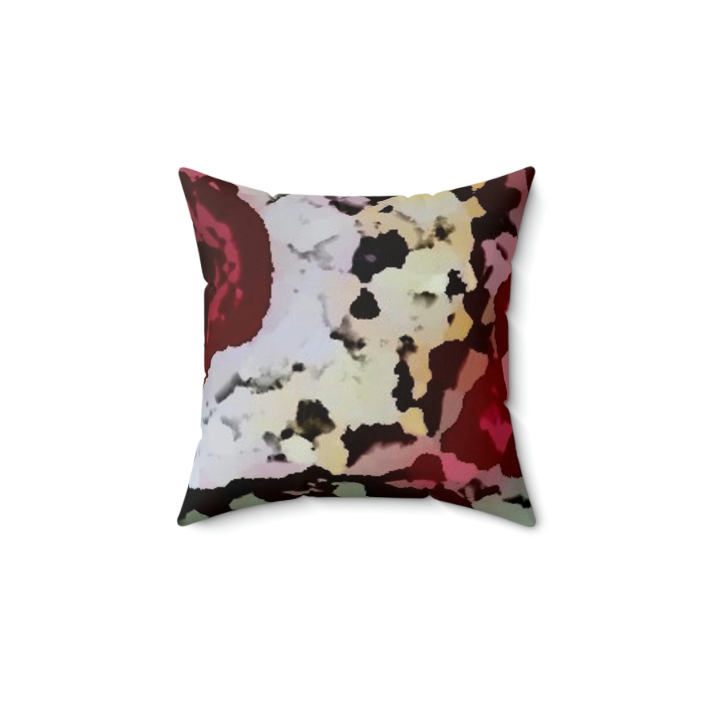 Spun Polyester Square Pillow ... "A Friendly Flower" ... Pointsettia 'Pointing' ... Original Works ... (Supplied Photograph) ...
