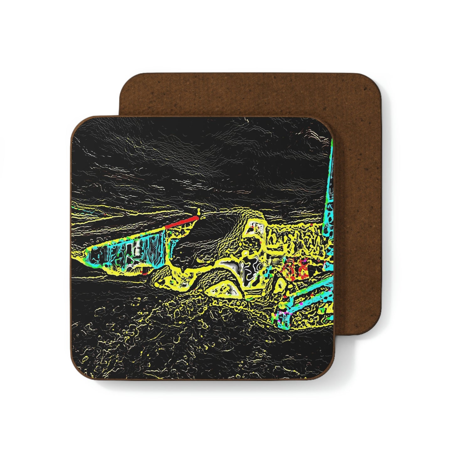 Hardboard Back Coaster ... "Snow Vehicle In Snow Storm At-Rest" ... Circa 12Mar23 ... Central Idaho ... 18-Hours Rendering Time: Original Works ...