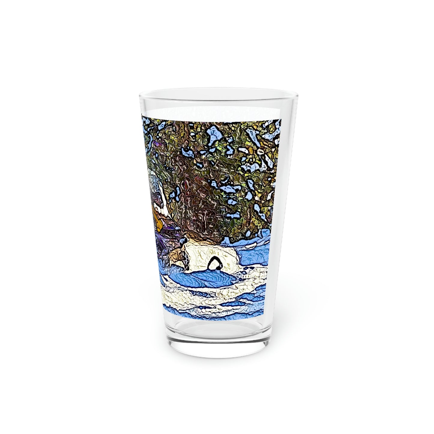 Pint Glass, 16oz ... Blasting Through-The-Powder ... 'Central Idaho Mounains ... ' 2Dec22 ...
