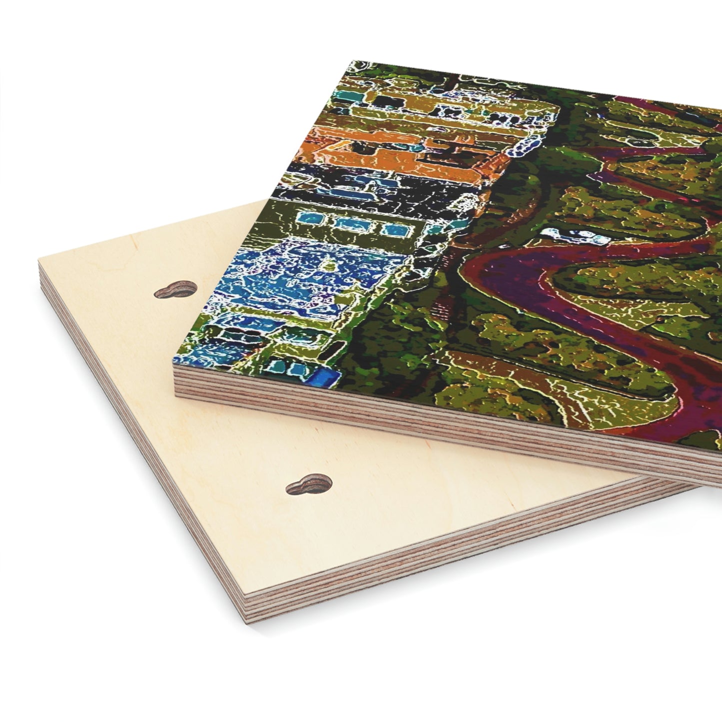 Wood Canvas ... A Crazy Street ... 'Eight Winding Curve-Switchbacks' ... "Lombard Street, San Francisco, CA' ... Family Archives: 1970's ... Original Works ...