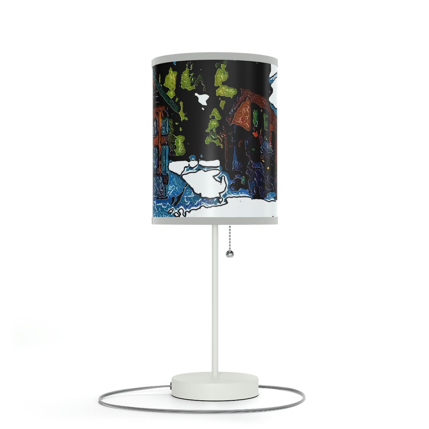 Lamp on a Stand, US|CA plug ... "A Rider Passeth-Through-It" ... Colors Galore & A Bit Of Impressionism ... Original Works. Winter 2021. Central Idaho. Rendering Time: 12 Hours ...