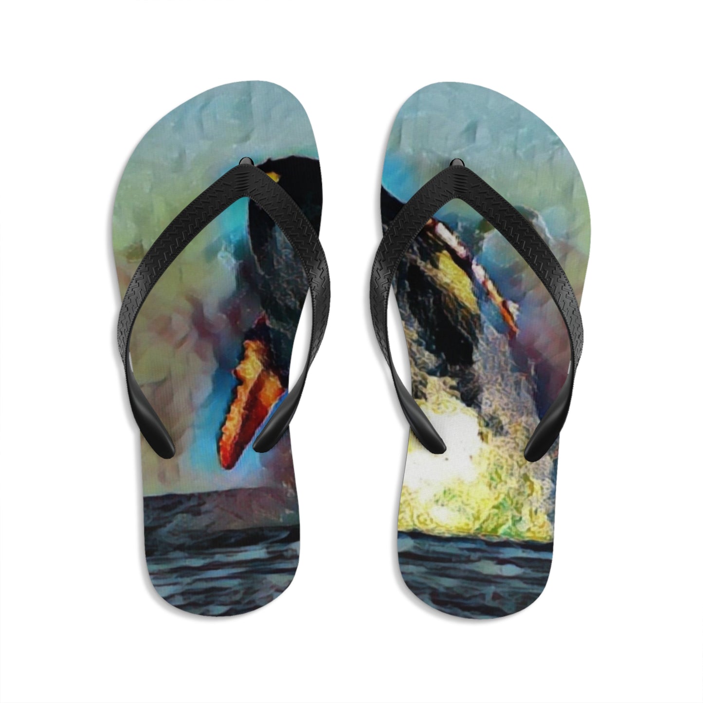 Unisex Flip-Flops ... An Extraordinary Humpback Breach ... 'With Explosive Energy' ... Family Archives (KPH) ... Circa: 21st Century. Maui, HI ... Original Works ...