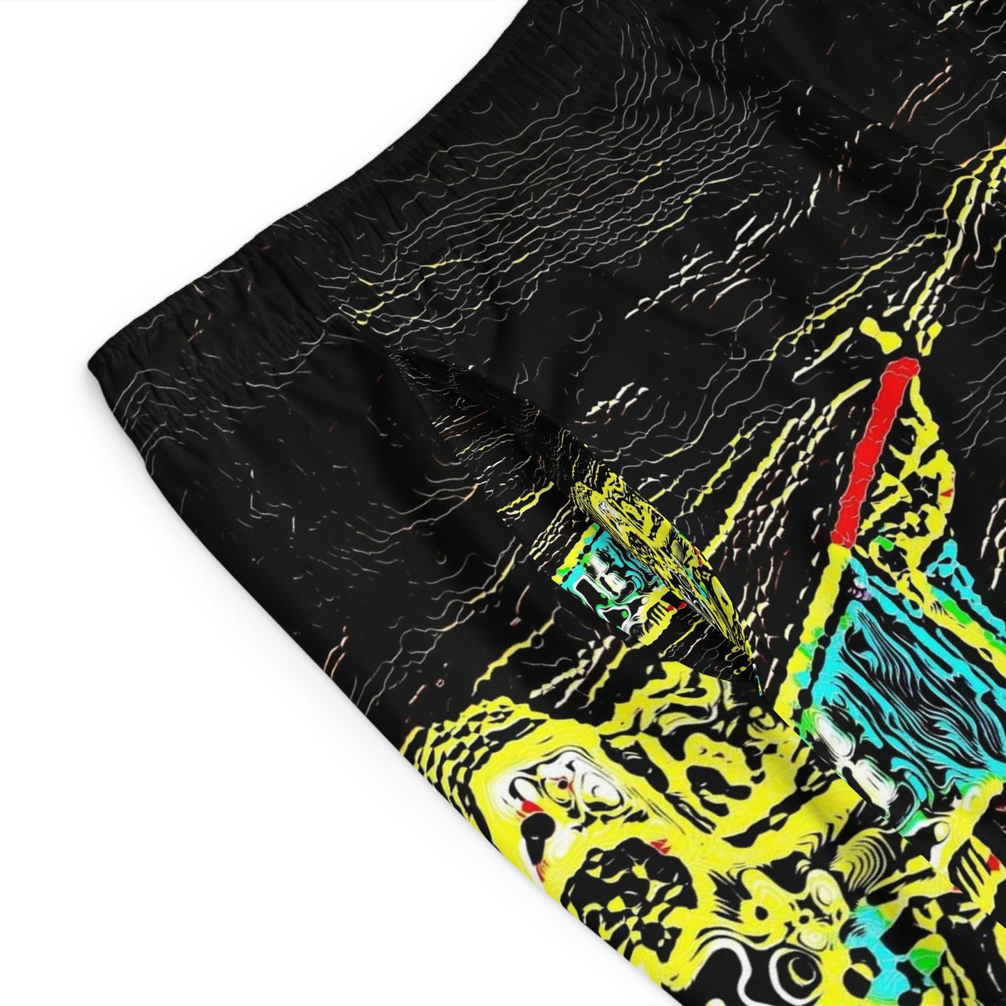 Men's Board Shorts (AOP) ... "Snow Vehicle In Snow Storm At-Rest" ... Circa 12Mar23 ... Central Idaho ... 18-Hours Rendering Time: Original Works ...