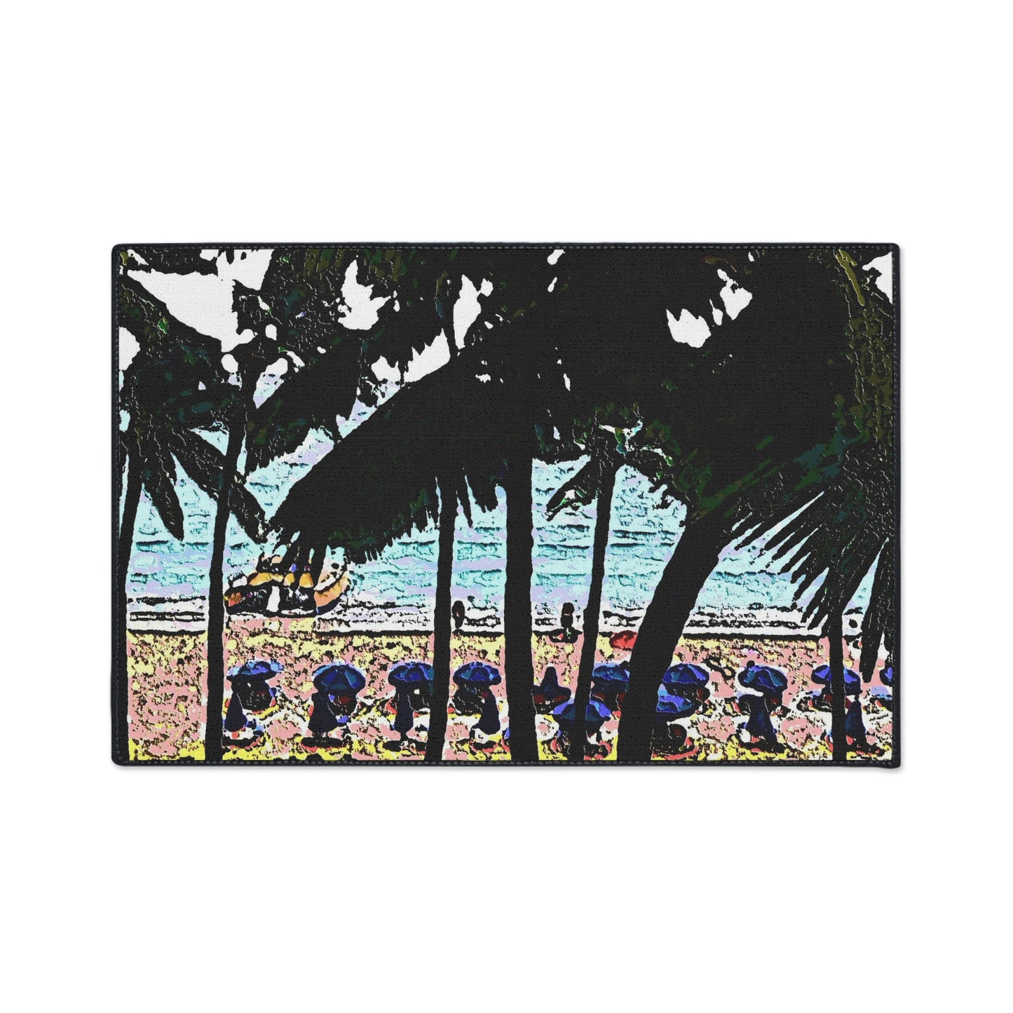 Heavy Duty Floor Mat ... "A Beautiful Beach Amongst The Palms" ... The Outrigger Waikiki, Honolulu, Oahu ... Original Works ...