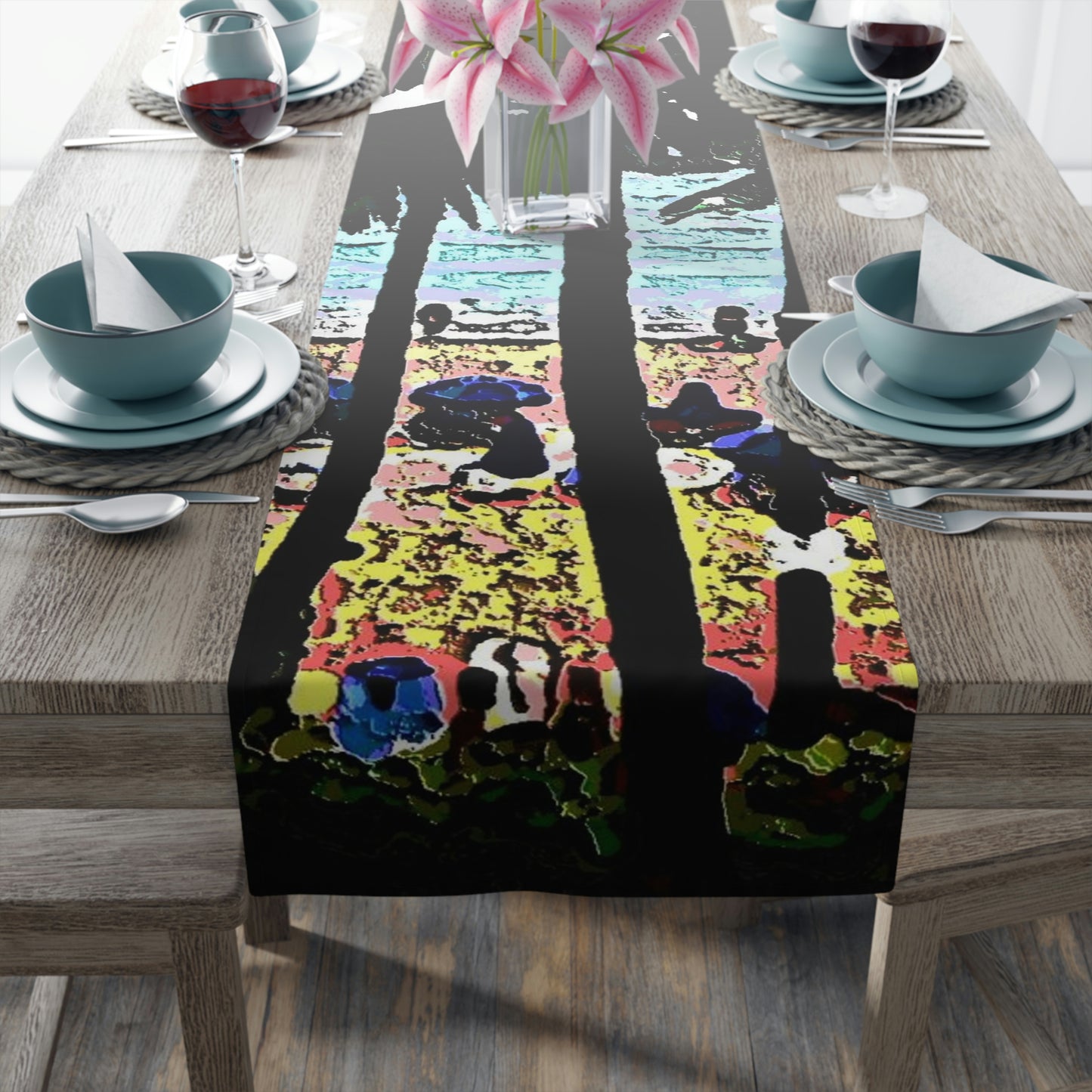 Table Runner (Cotton, Poly) ... "A Beautiful Beach Amongst The Palms" ... The Outrigger Waikiki, Honolulu, Oahu ... Original Works ...
