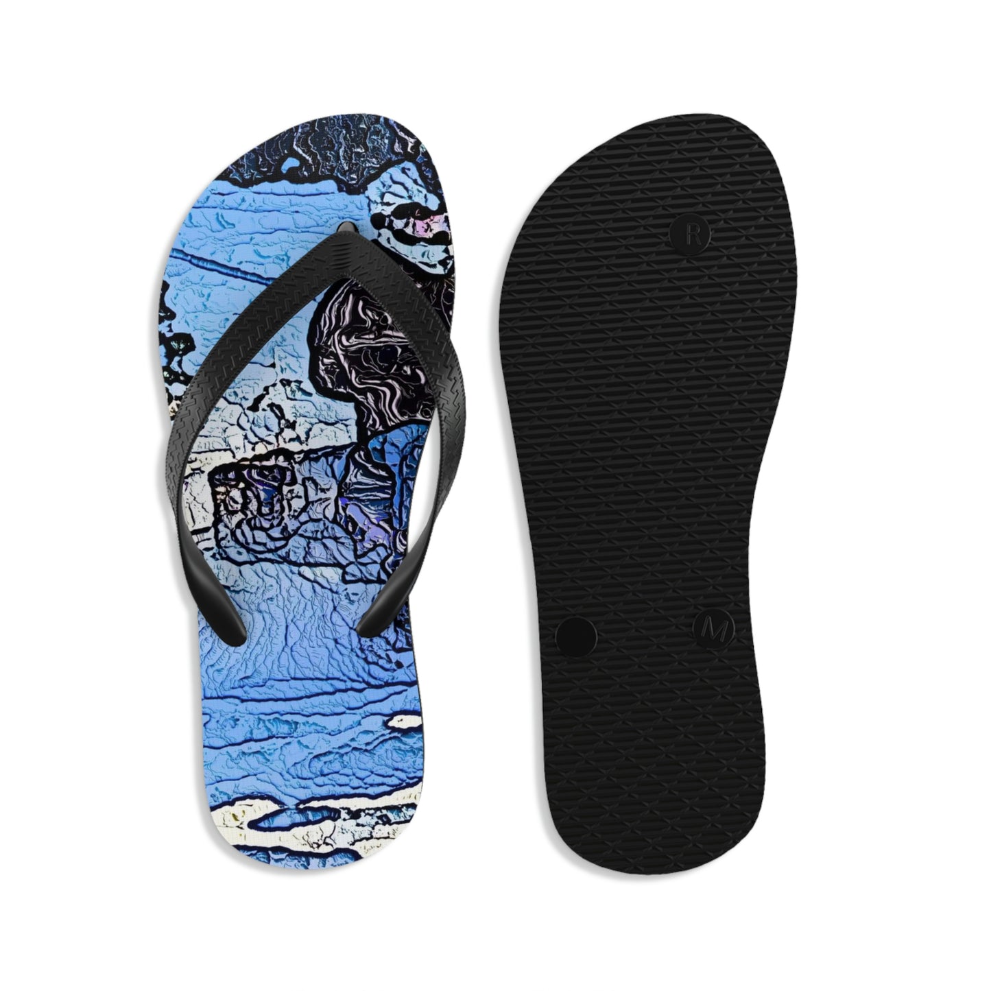 Unisex Flip-Flops ... Blasting Through-The-Powder ... 'Central Idaho Mounains ... ' 2Dec22 ...