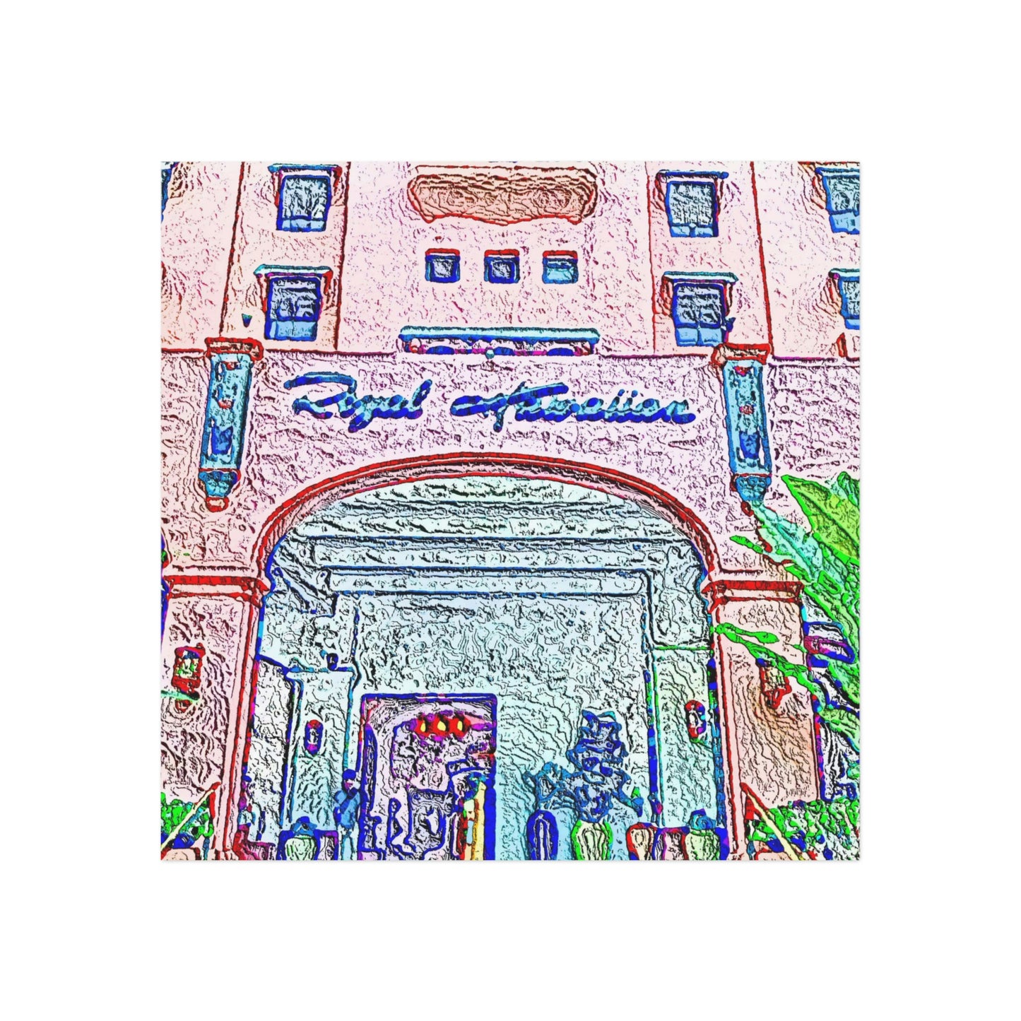 Square Magnet ... "La Grande Entree" At: 'The Pink Palace' ... The Royal Hawai'ian ... Honolulu, HI ... '27Oct2014' ... Original Works ...