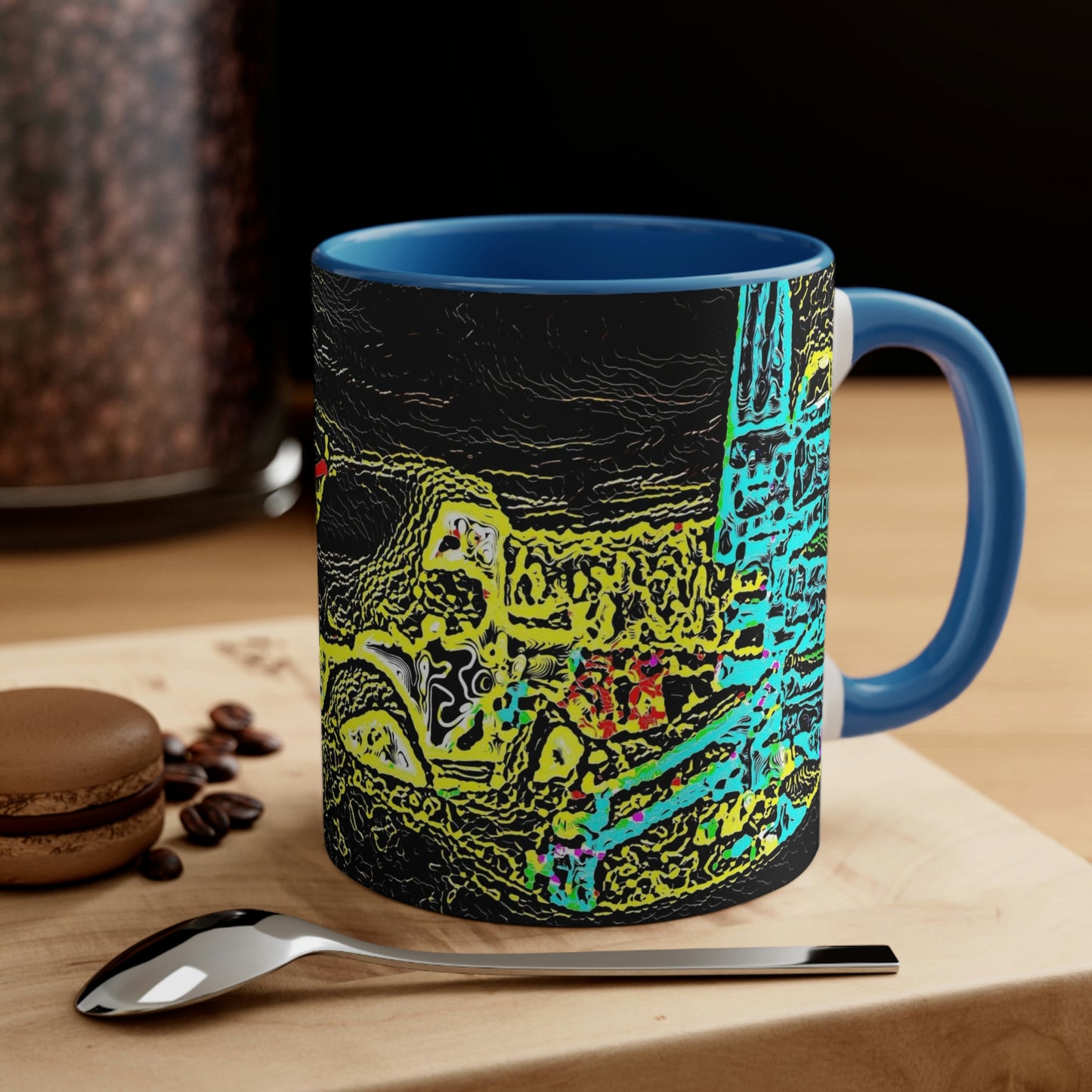 Accent Coffee Mug, 11oz ... "Snow Vehicle In Snow Storm At-Rest" ... Circa 12Mar23 ... Central Idaho ... 18-Hours Rendering Time: Original Works ...