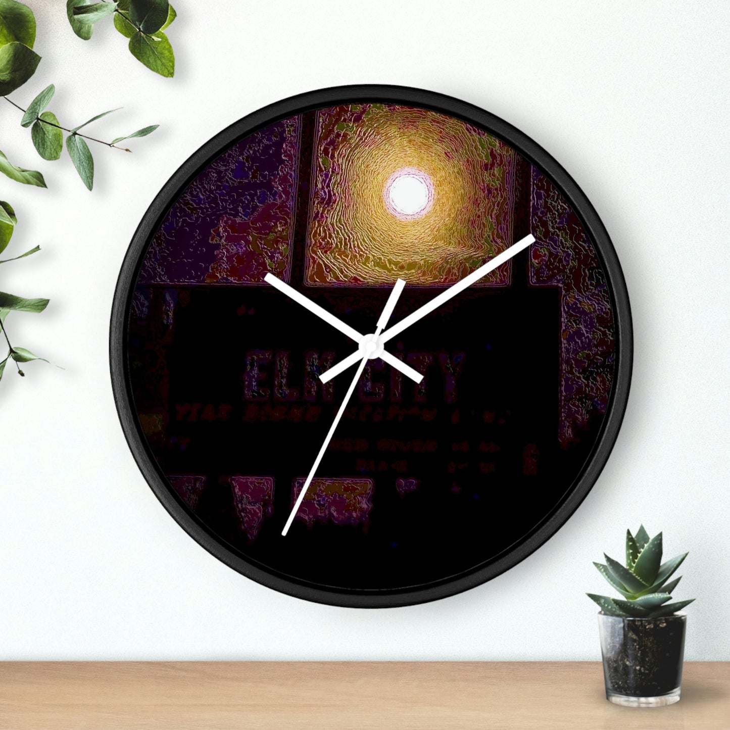 Wall clock ... Car Approaches From The Stern ... Moon Ascendary From The Bow ... "Two Friendly Travellers On A Cold Night Near Elk City" ... C