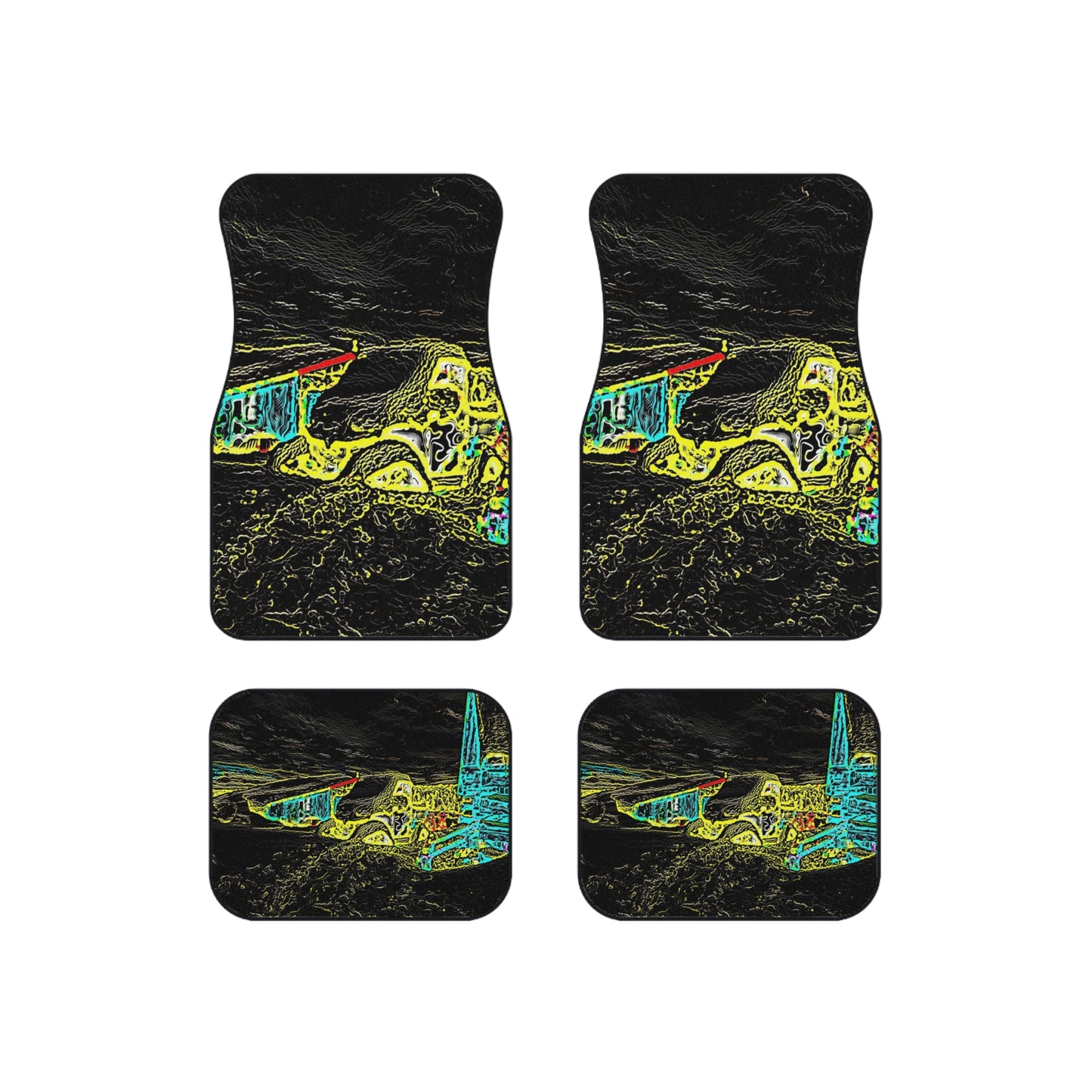 Car Mats (Set of 4) ... "Snow Vehicle In Snow Storm At-Rest" ... Circa 12Mar23 ... Central Idaho ... 18-Hours Rendering Time: Original Works ...