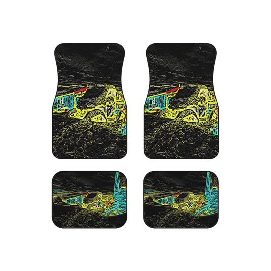 Car Mats (Set of 4) ... "Snow Vehicle In Snow Storm At-Rest" ... Circa 12Mar23 ... Central Idaho ... 18-Hours Rendering Time: Original Works ...