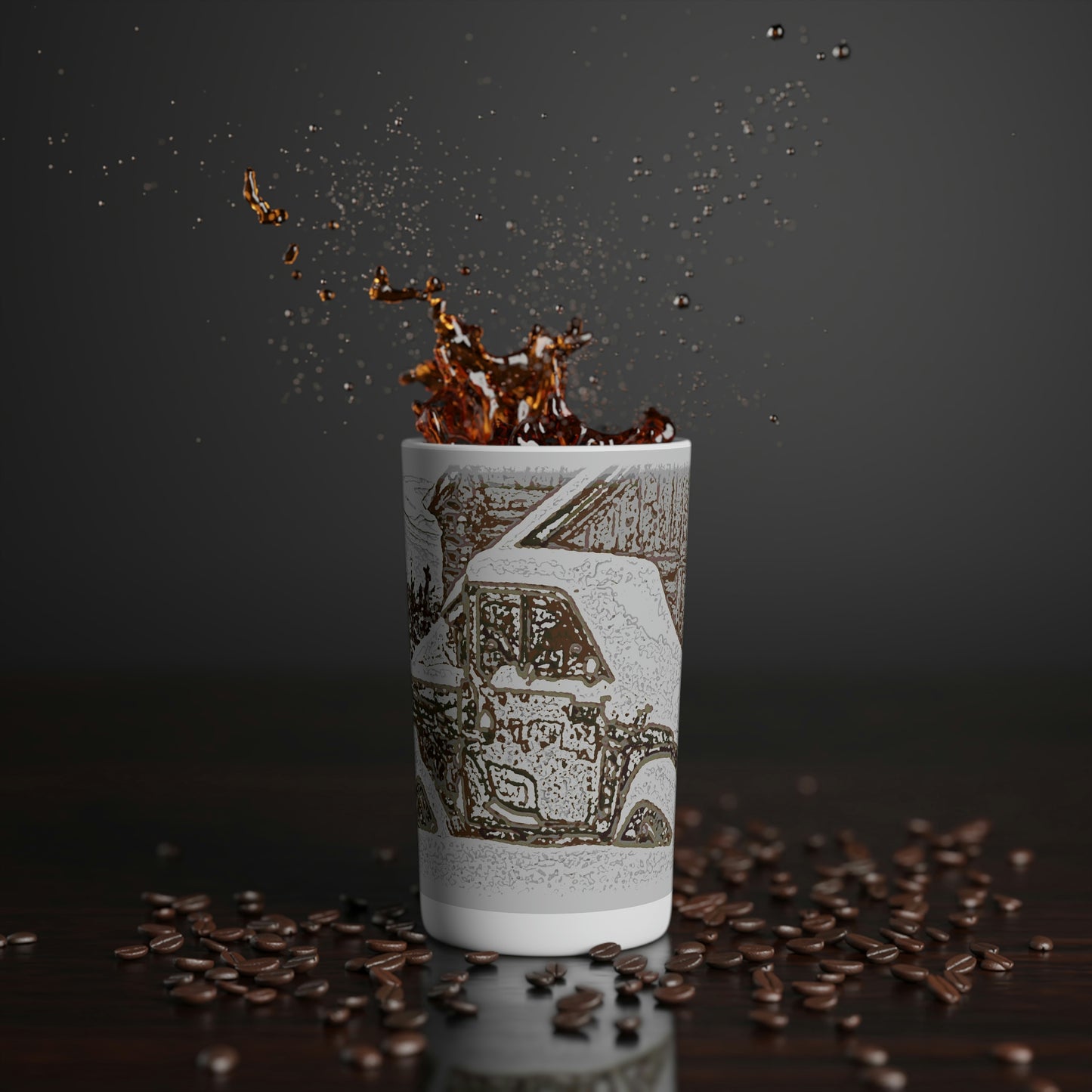 Conical Coffee Mugs (3oz, 8oz, 12oz) ... After An Intense Snow Storm ... 'Digging Out' ... A Vehicle & Cabin "In The Mountains" ... March 2023 ... Original Works ...